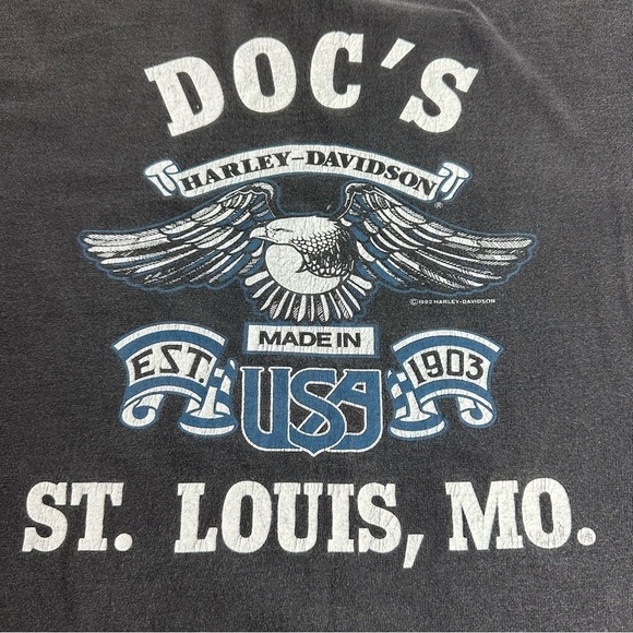 Vintage Harley Davidson Shirt Men's XL Dragon Eagle Double Sided Doc's St. Louis - Picture 4 of 10